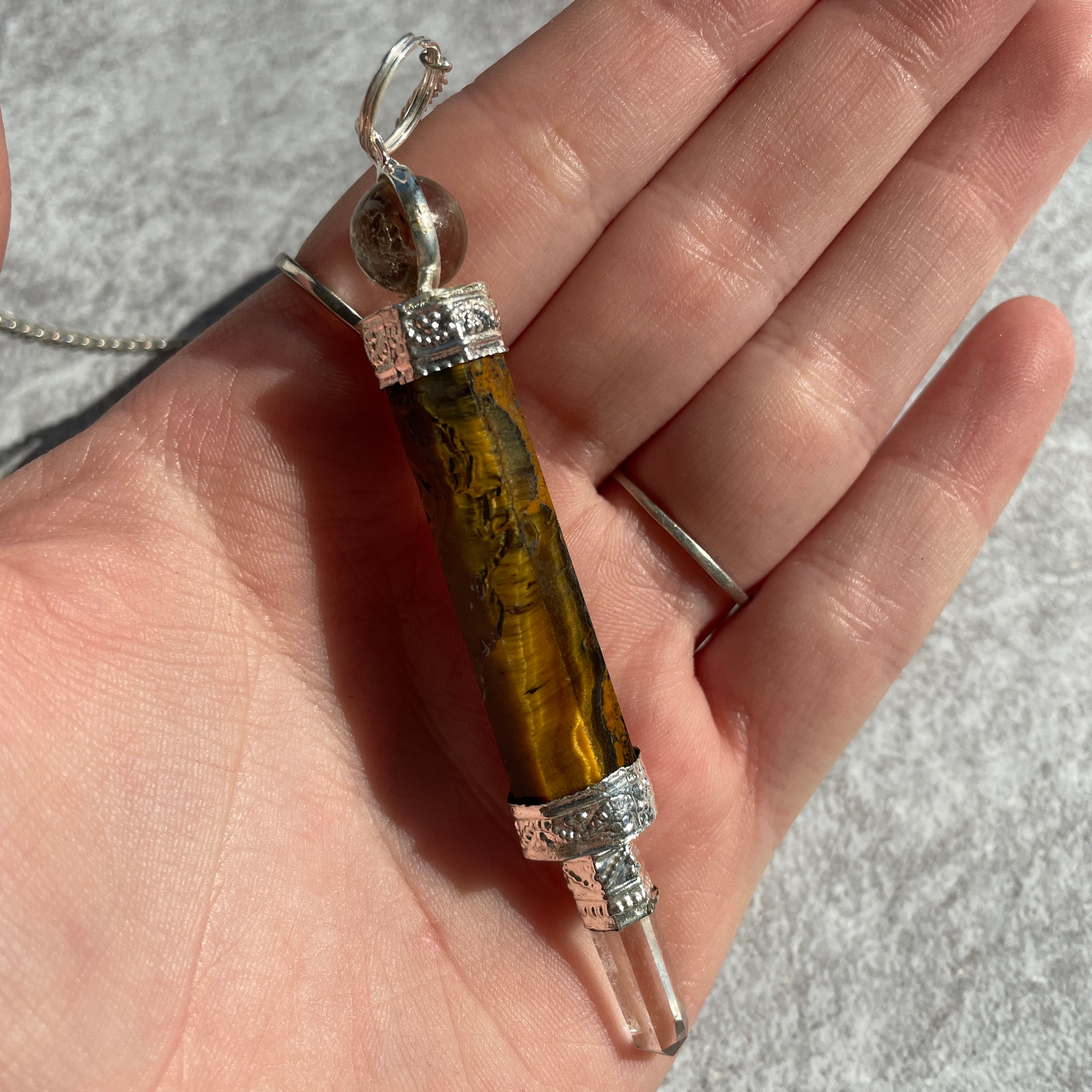 Tigers Eye Wand Pendulum Tigers Eye Wand Pendulum